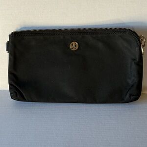 Lululemon Black Nylon Cosmetic Pouch Double Zip Makeup Bag